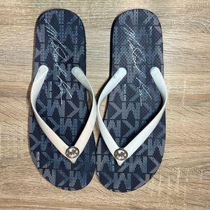 Michael Kors signature logo Dark Blue White Sandals flip flops shoes women’s 11